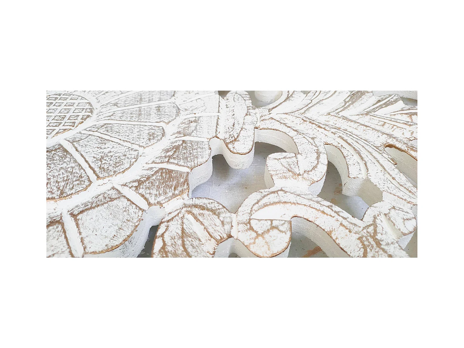 Kopfteil Atlas 160cm Geschnitztes Holz Weiß & Gold