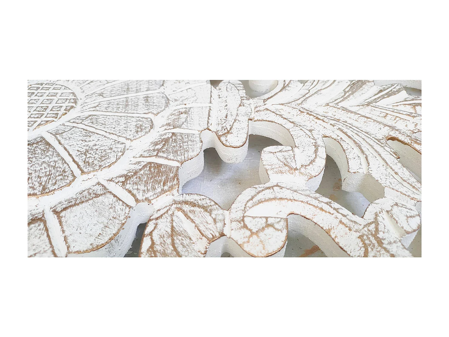 Tête de Lit en Bois Sculpté "Simana" 160cm Blanc & Or