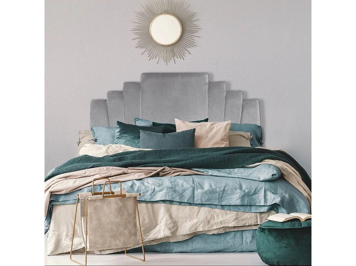 Kopfteil Samt Silber "Renaya" 140cm Modernes Design