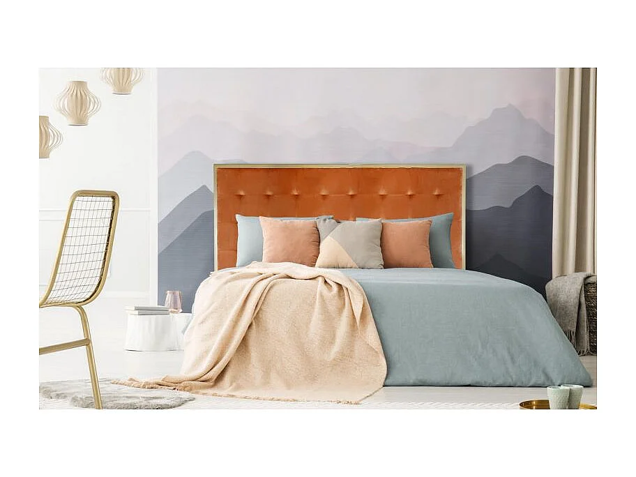 Tête de Lit en Métal & Velours "Adona" 180cm Terracotta