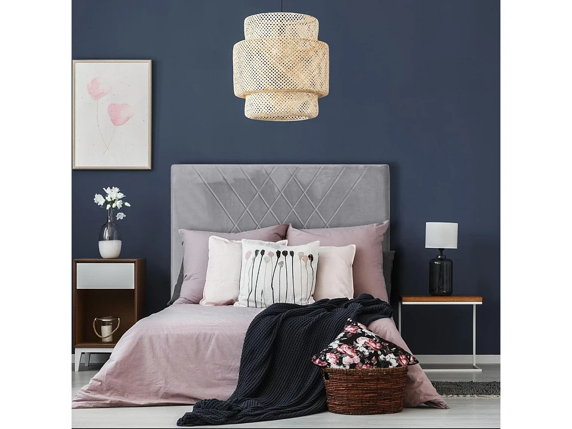 Tête de Lit en Velours "Jones" 140cm Gris