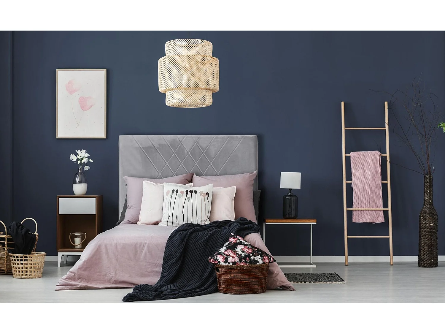 Tête de Lit en Velours "Jones" 140cm Gris