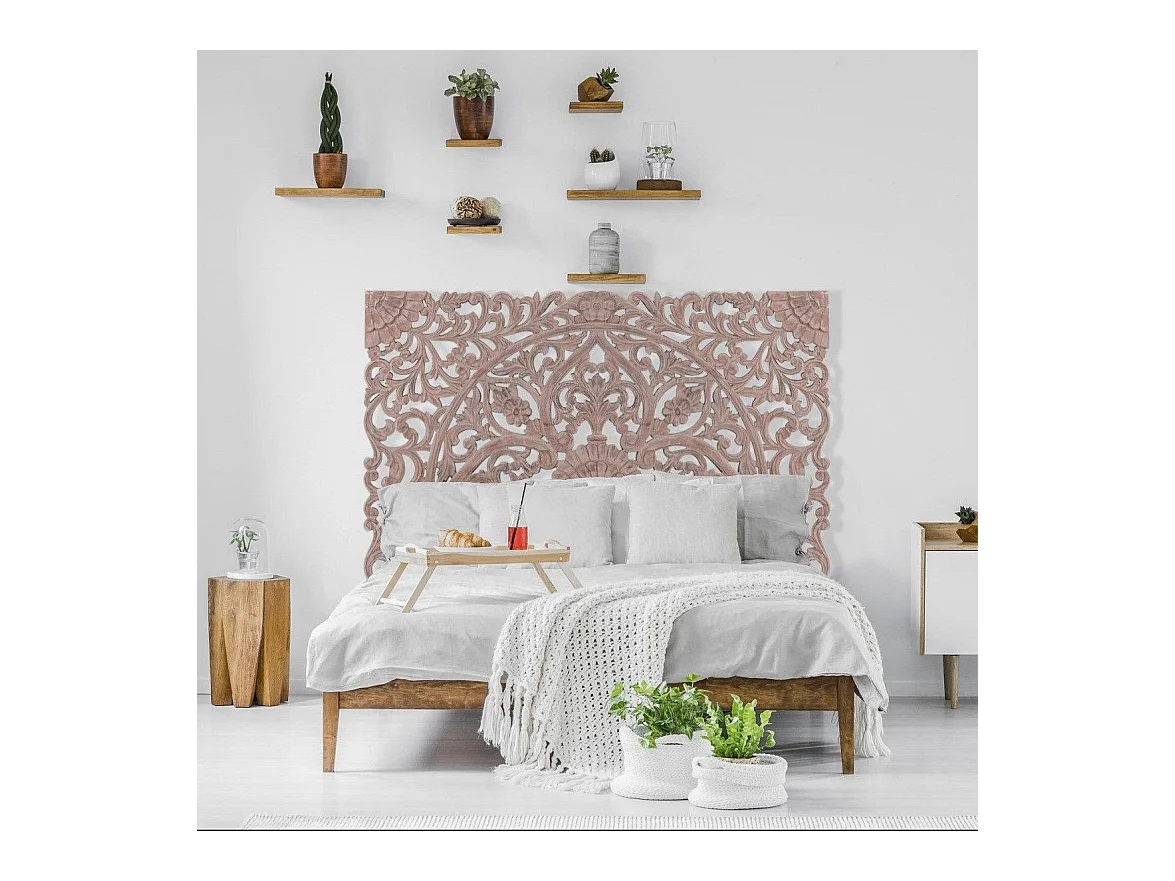 Holzkopfteil "Grisy" 160cm Braun Blumenschnitzereien Design & Trend