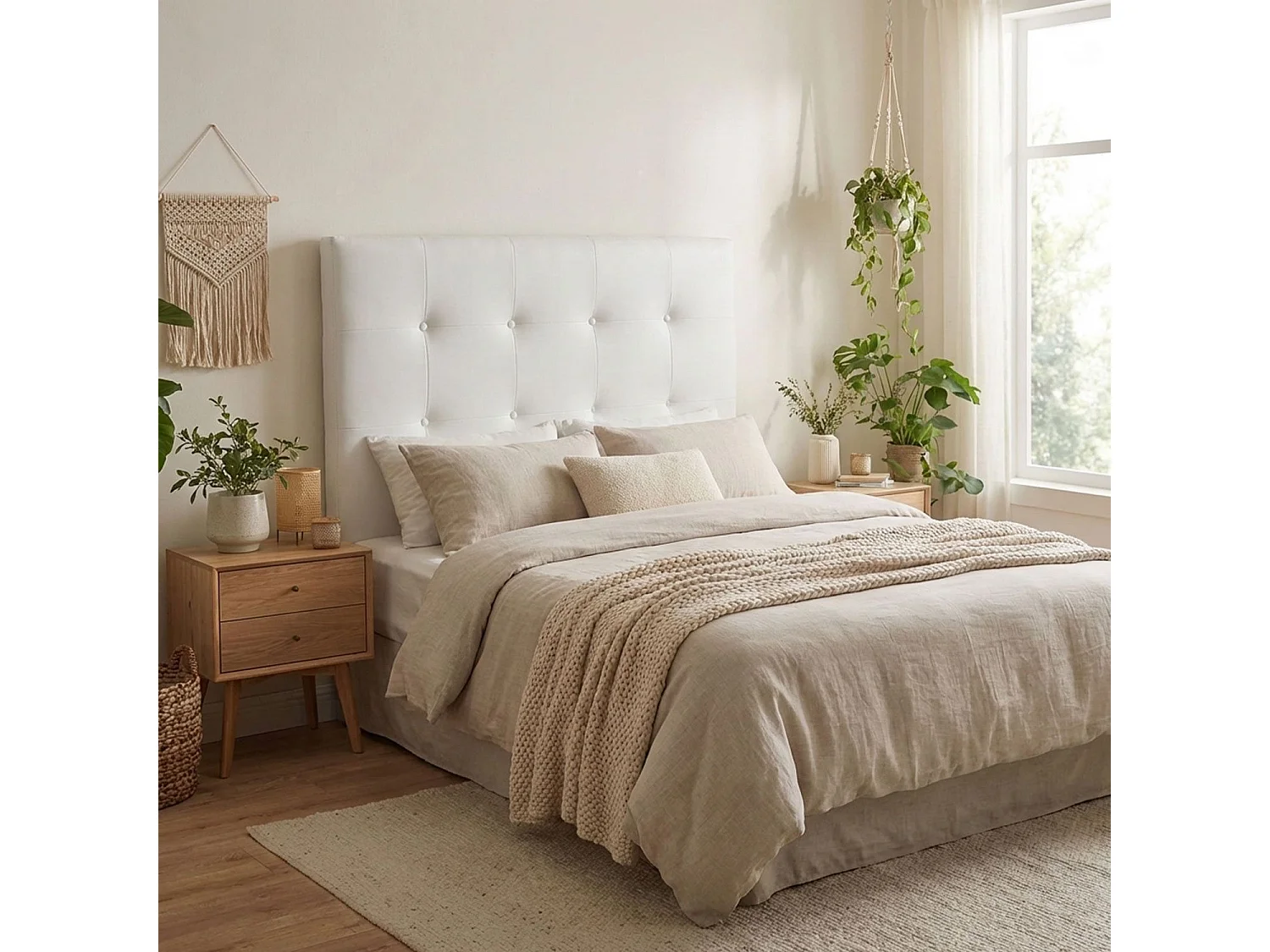 Tête de Lit Capitonnée "Amor" 90cm Blanc