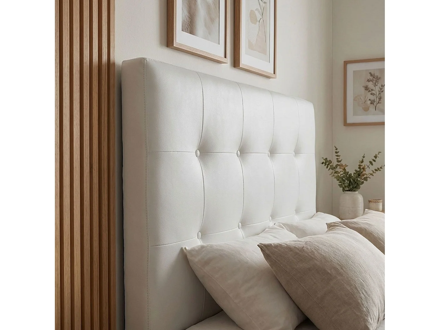 Tête de Lit Capitonnée "Amor" 90cm Blanc