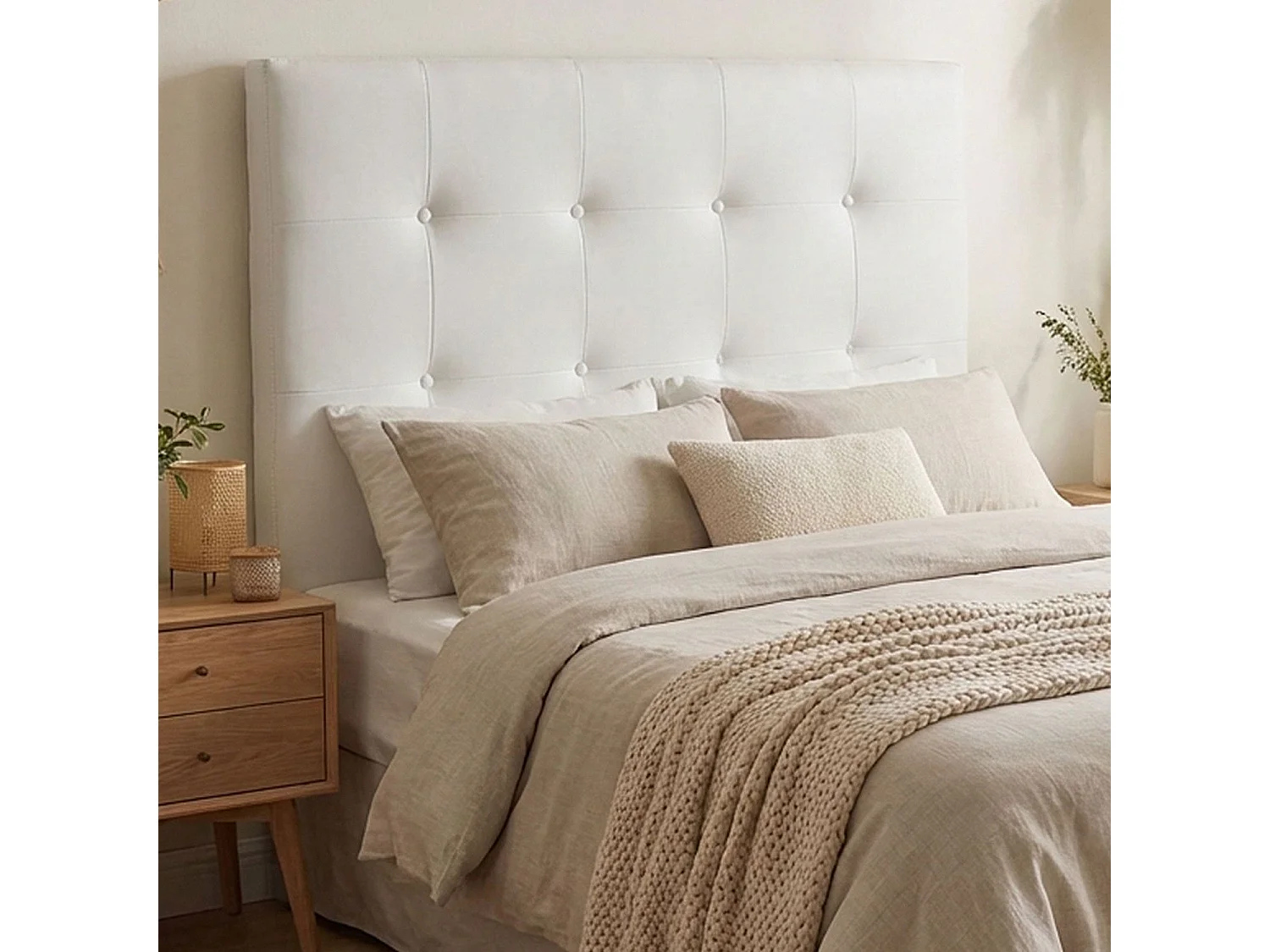 Tête de Lit Capitonnée "Amor" 90cm Blanc