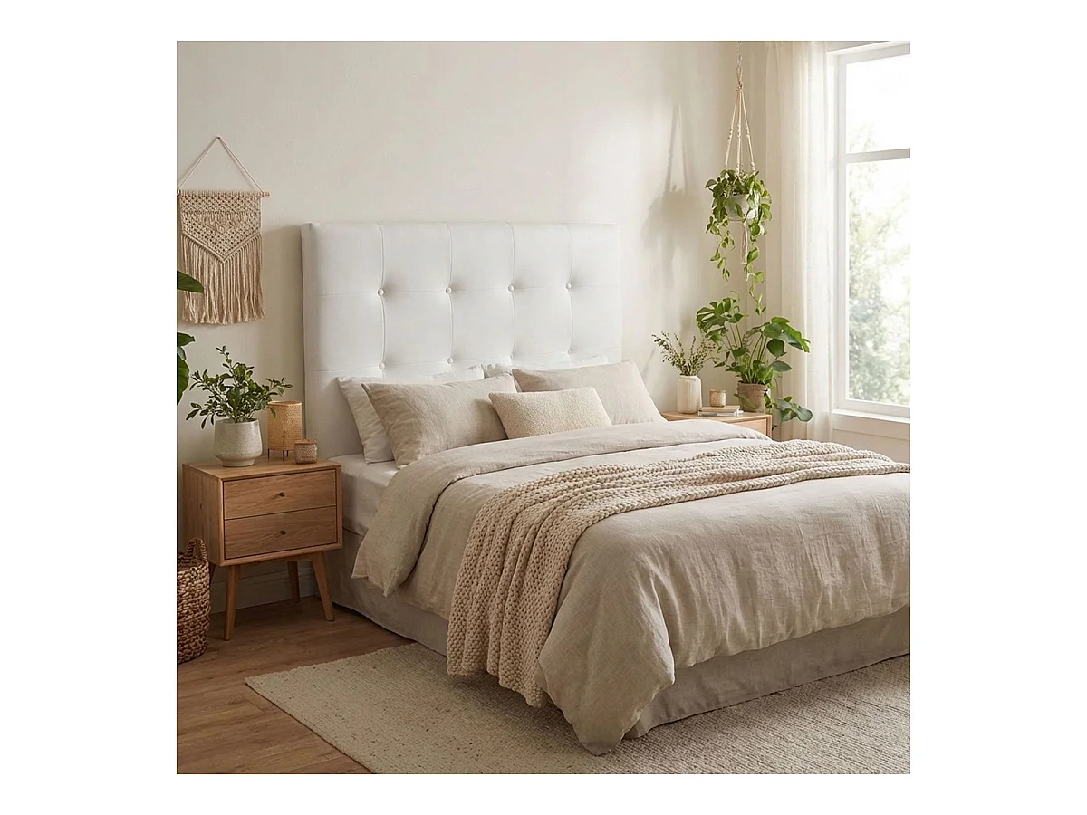 Tête de Lit Capitonnée "Amor" 90cm Blanc