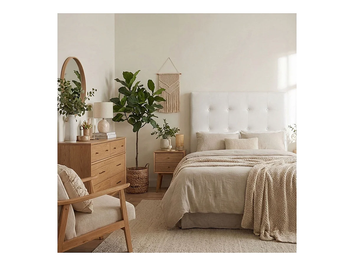 Tête de Lit Capitonnée "Amor" 90cm Blanc