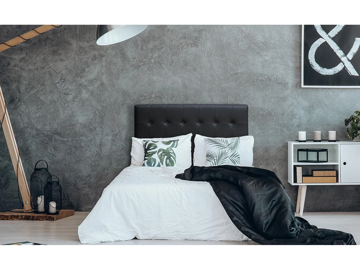 Tête de Lit Capitonnée "Amor" 140cm Noir