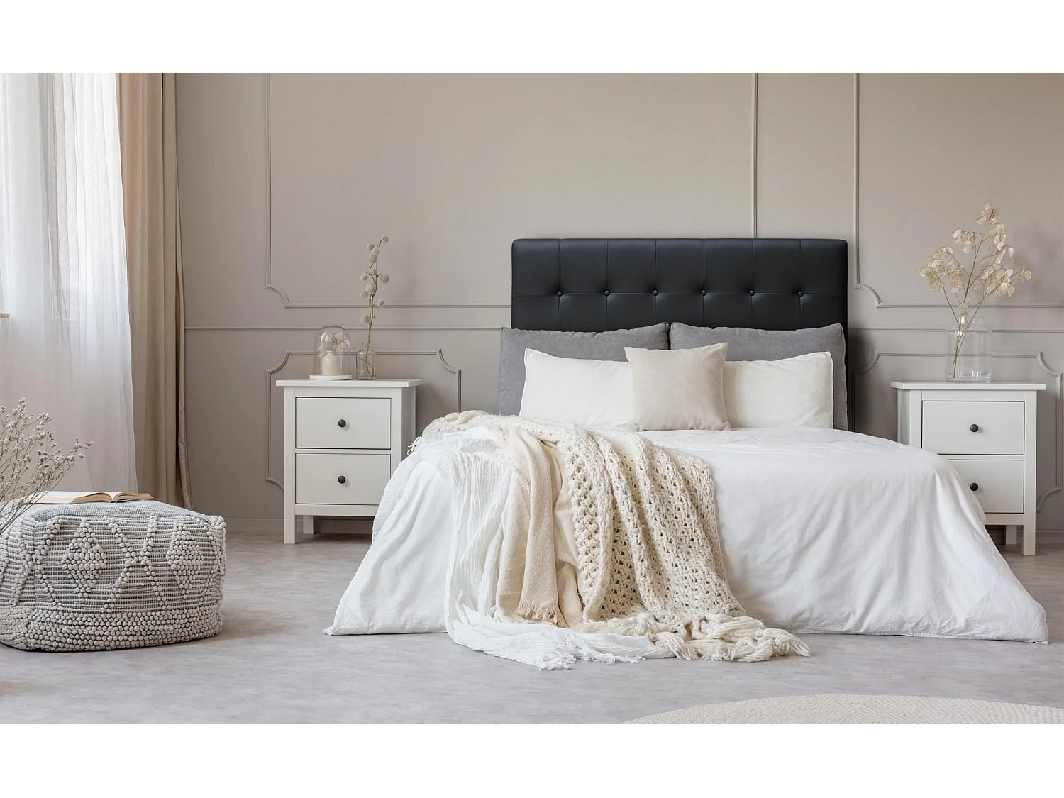 Tête de Lit Capitonnée "Amor" 140cm Noir