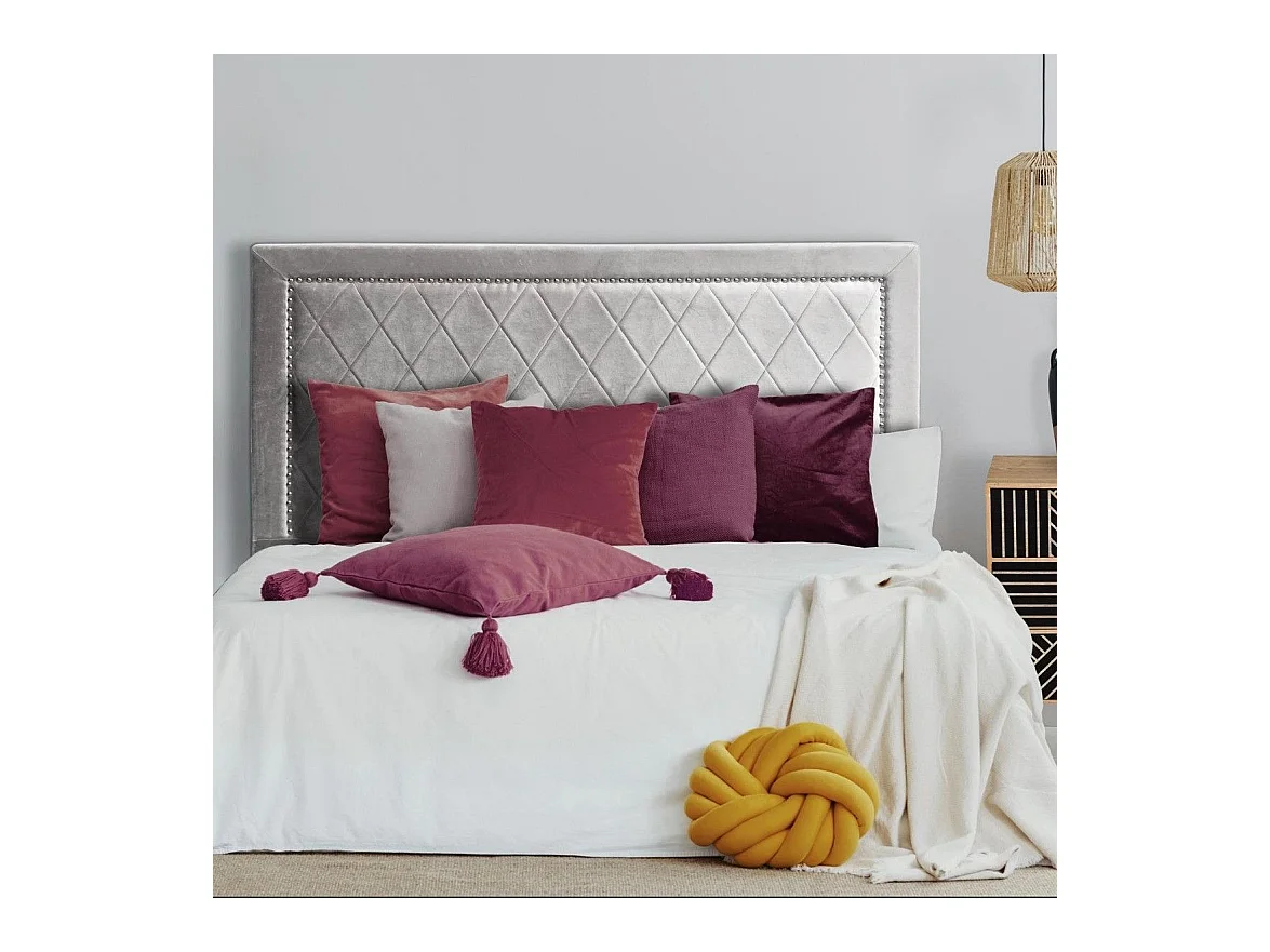 Tête de Lit Design en Velours "Sofia" 140cm Argent