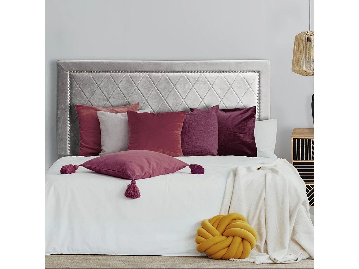 Tête de Lit Design en Velours "Sofia" 140cm Argent