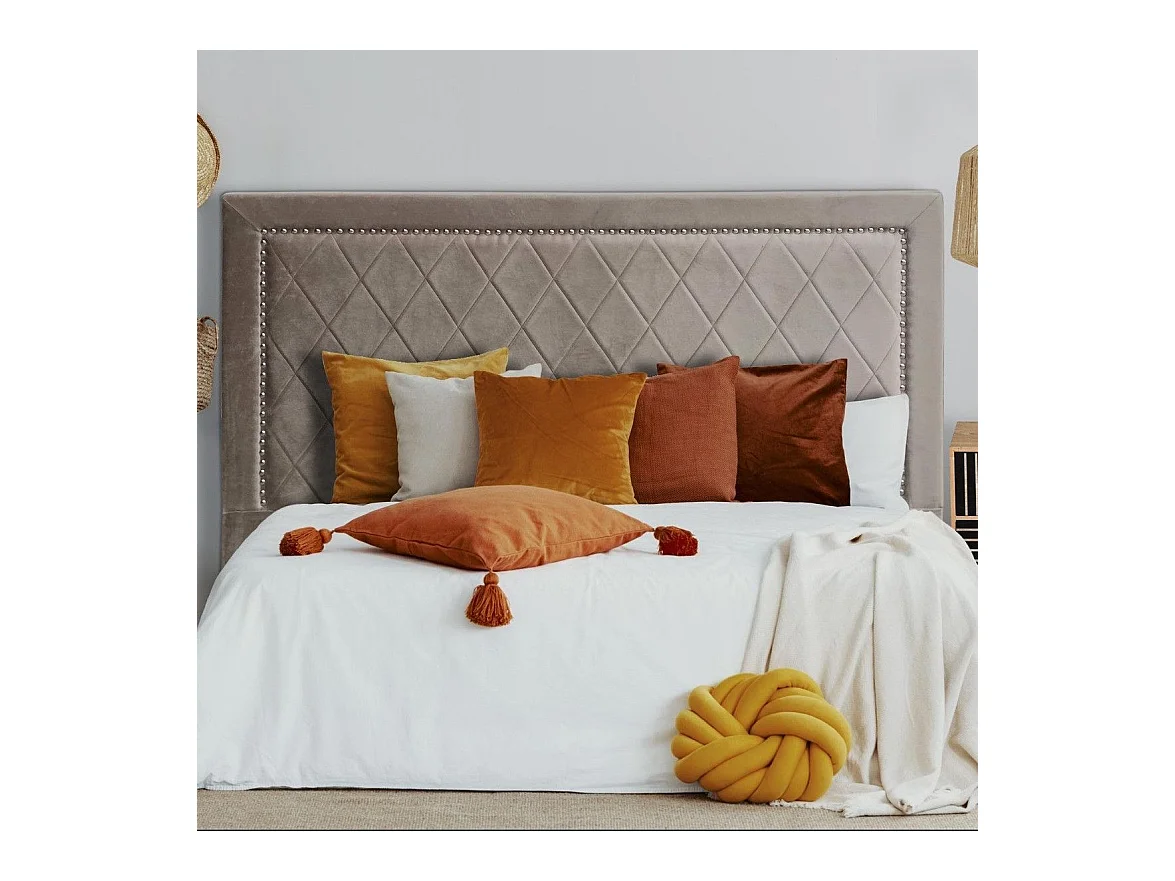 Testiera Meghan da 180cm in velluto color talpa