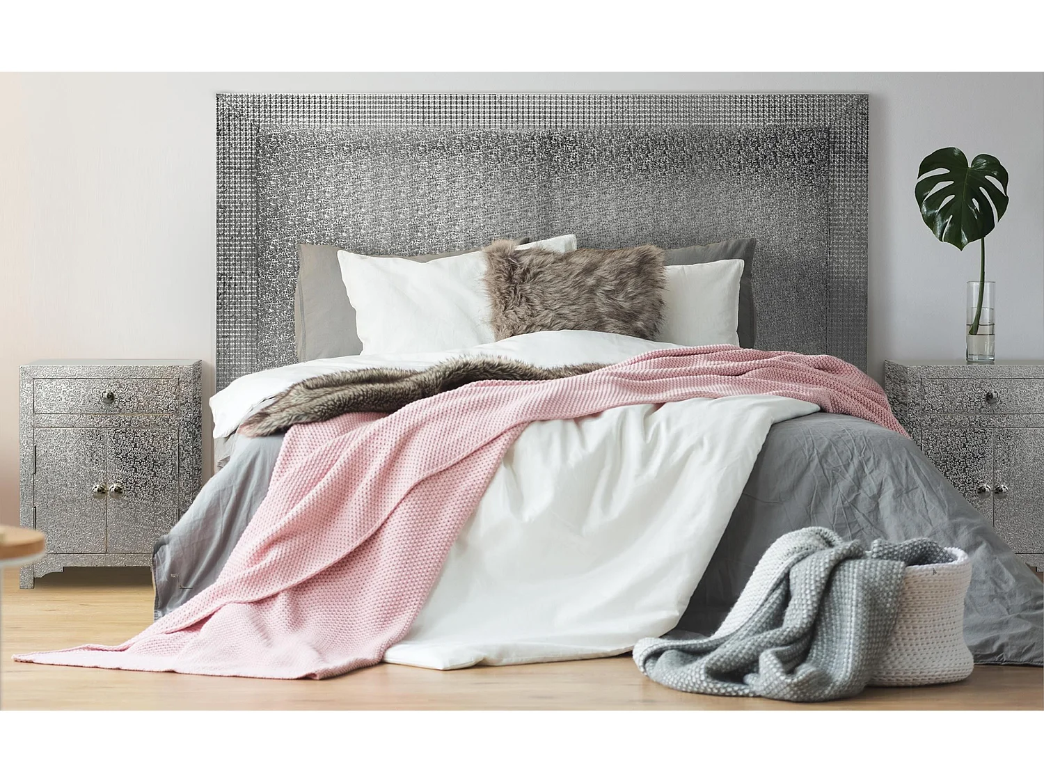 Tête de Lit Design "Cordoba" 160cm Argent