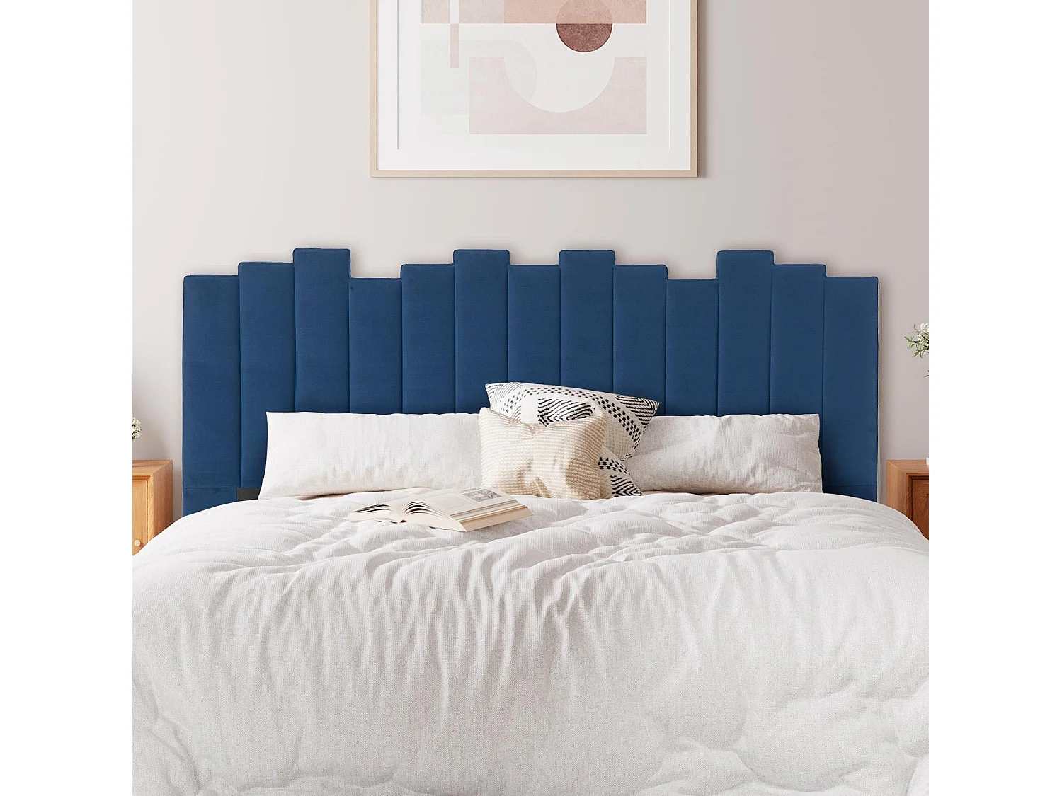 Tête de Lit en Velours Design "Kenty" 180cm Bleu