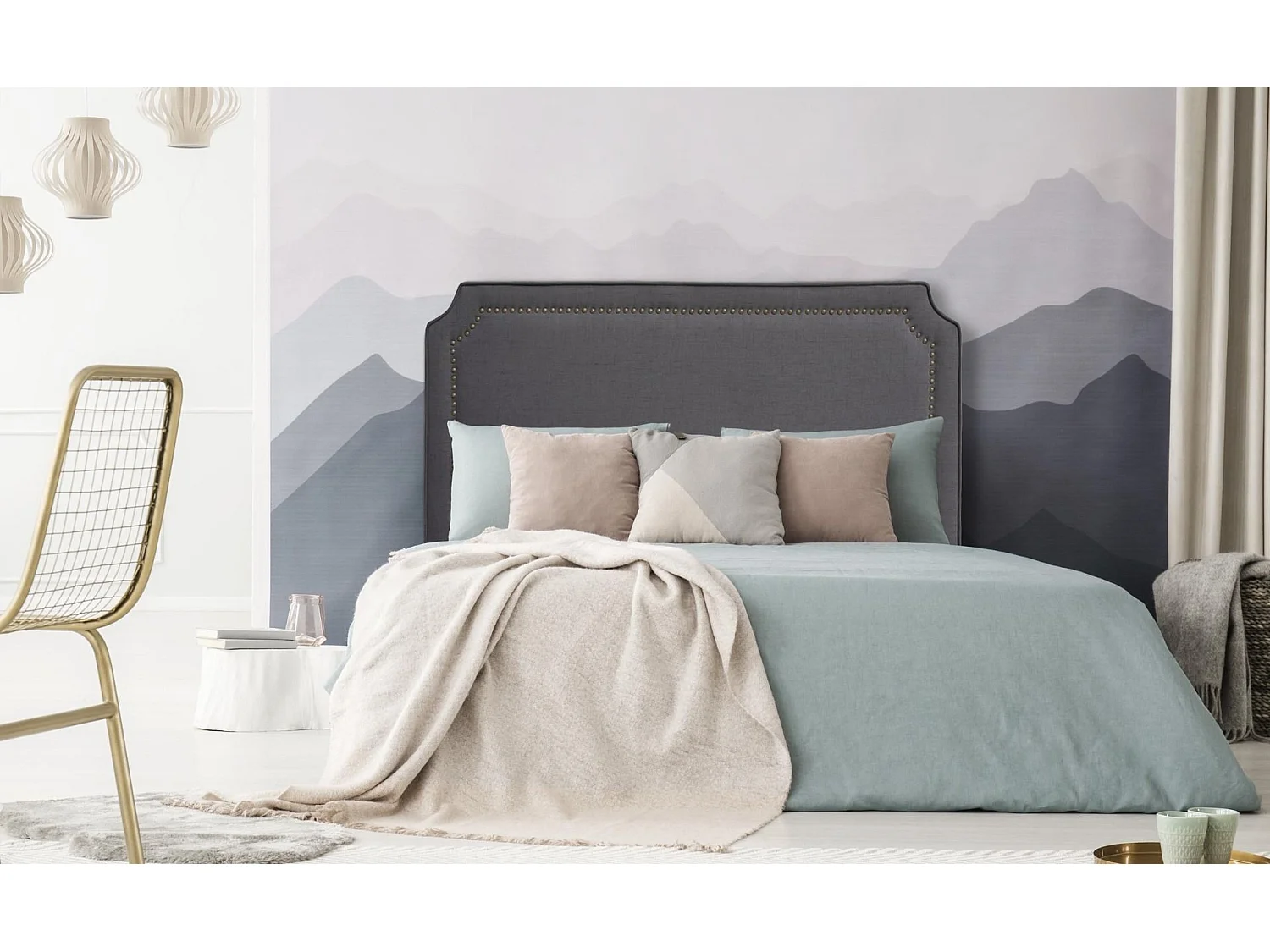 Tête de Lit  Design en Tissu "Selena" 180cm Gris