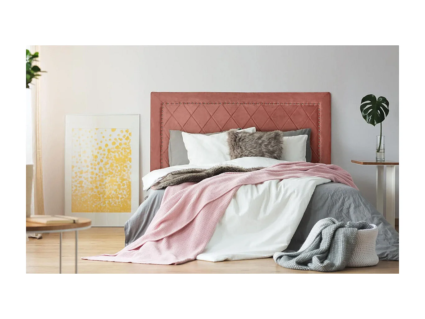 Tête de lit Meghan 160cm Velours Rose