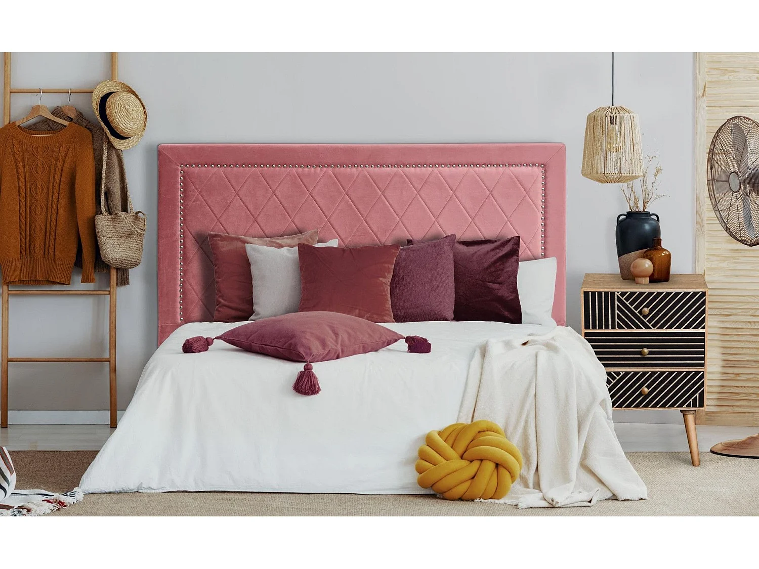 Tête de lit Meghan 160cm Velours Rose