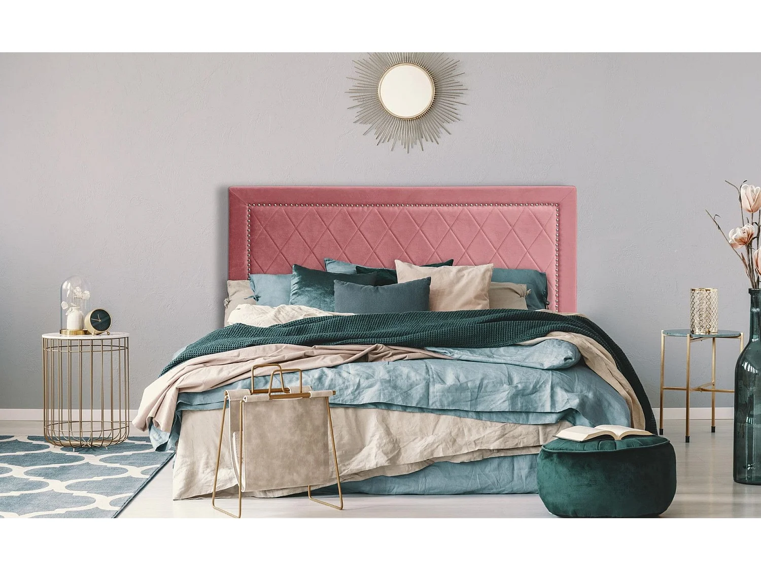 Tête de lit Meghan 160cm Velours Rose