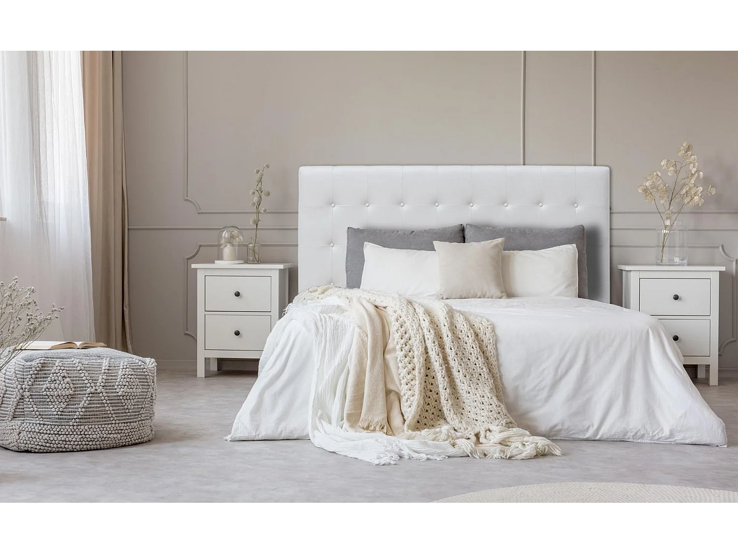 Tête de Lit Capitonnée "Amor" 180cm Blanc