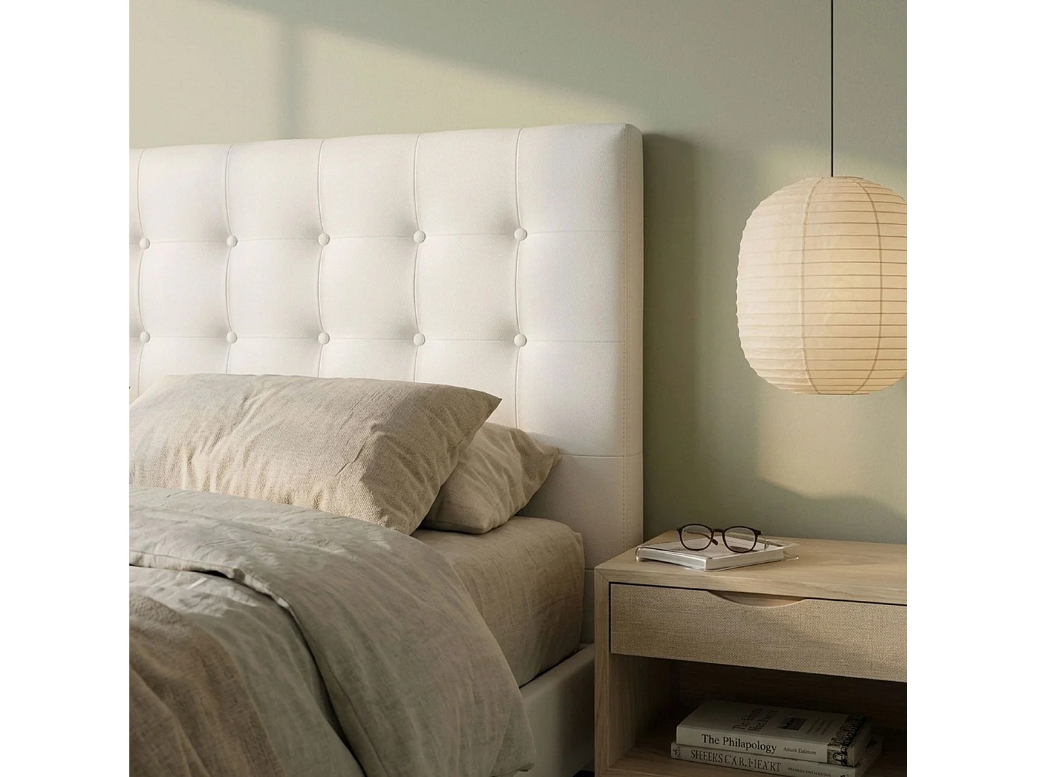 Tête de Lit Capitonnée "Amor" 180cm Blanc