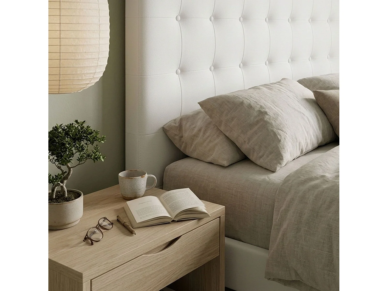 Tête de Lit Capitonnée "Amor" 180cm Blanc