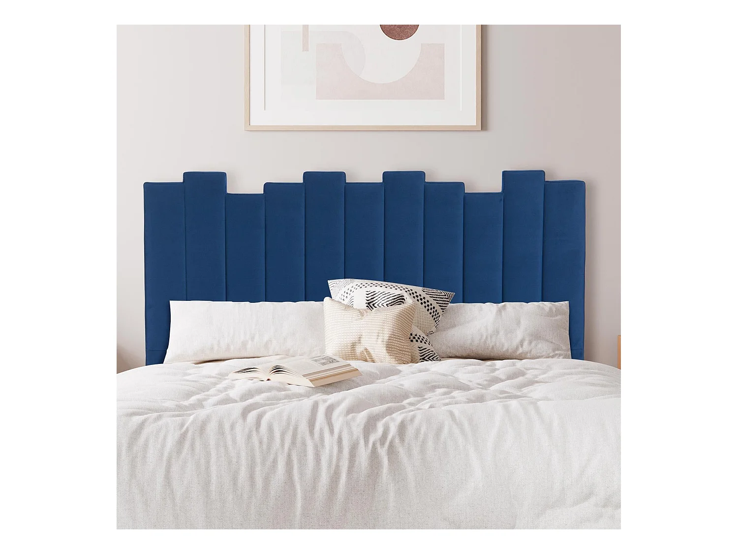 Tête de Lit en Velours Design "Kenty" 160cm Bleu