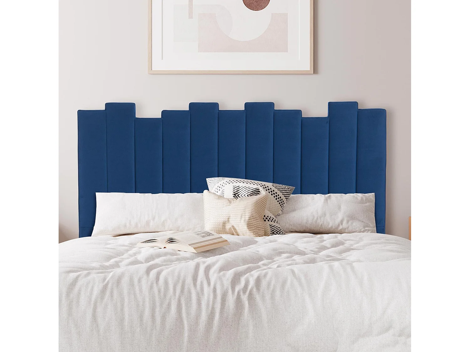 Tête de Lit en Velours Design "Kenty" 160cm Bleu