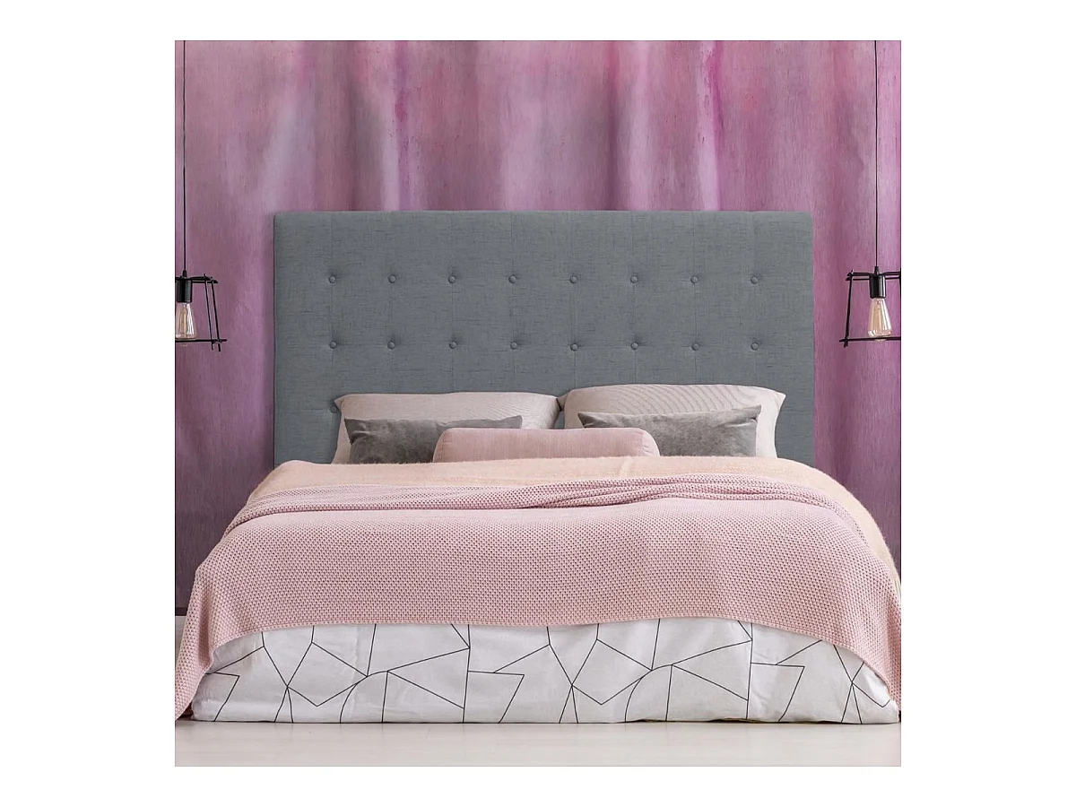 Tête de Lit Capitonnée en Tissu "Amor" 160cm Gris