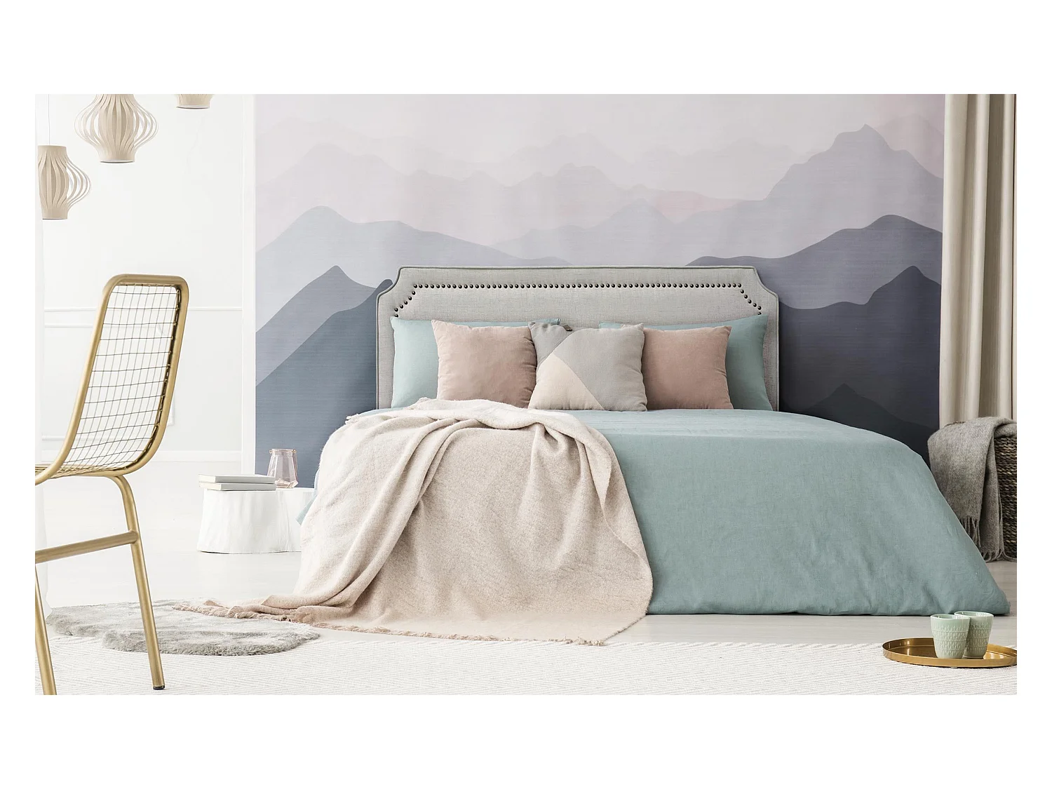 Tête de Lit  Design en Tissu "Selena" 180cm Beige