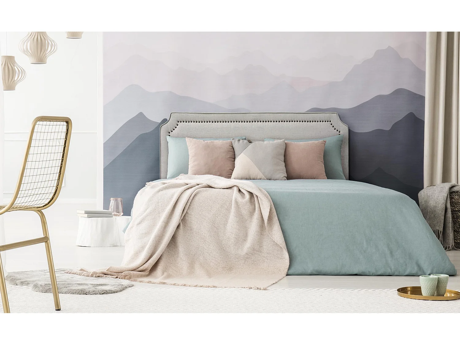 Tête de Lit  Design en Tissu "Selena" 180cm Beige