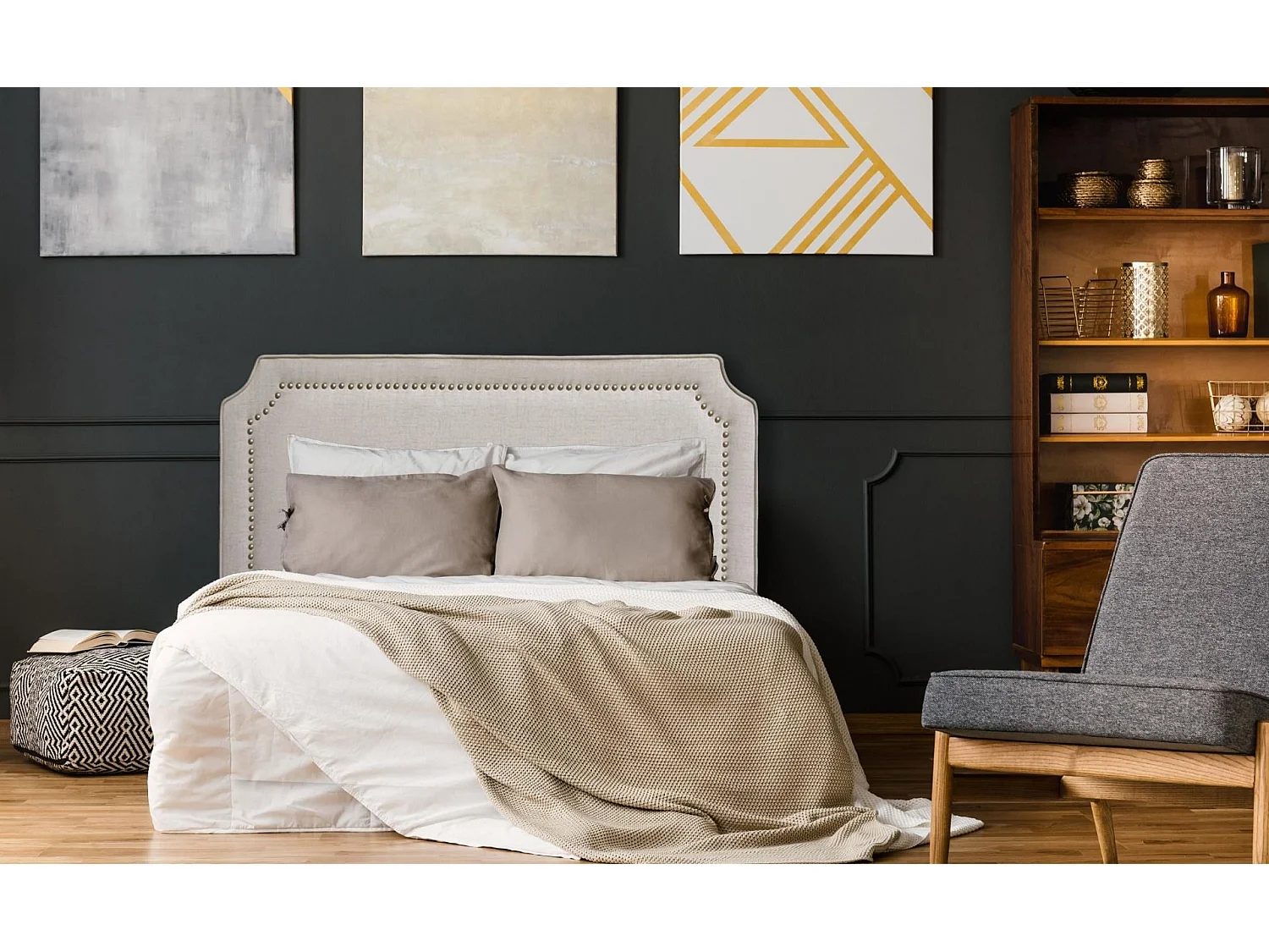 Tête de Lit  Design en Tissu "Selena" 180cm Beige