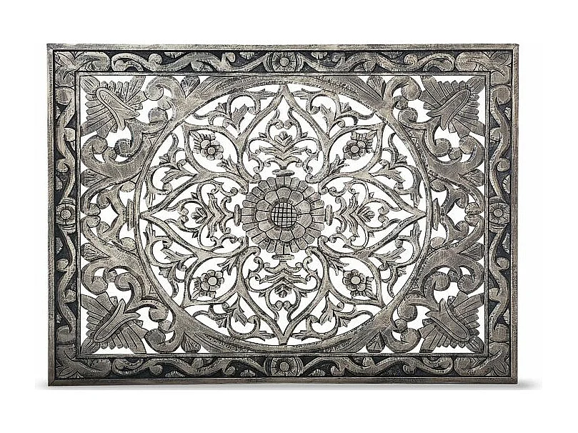 Geschnitztes Holz-Kopfteil "Simana" 160cm Bronze Blumenornamente