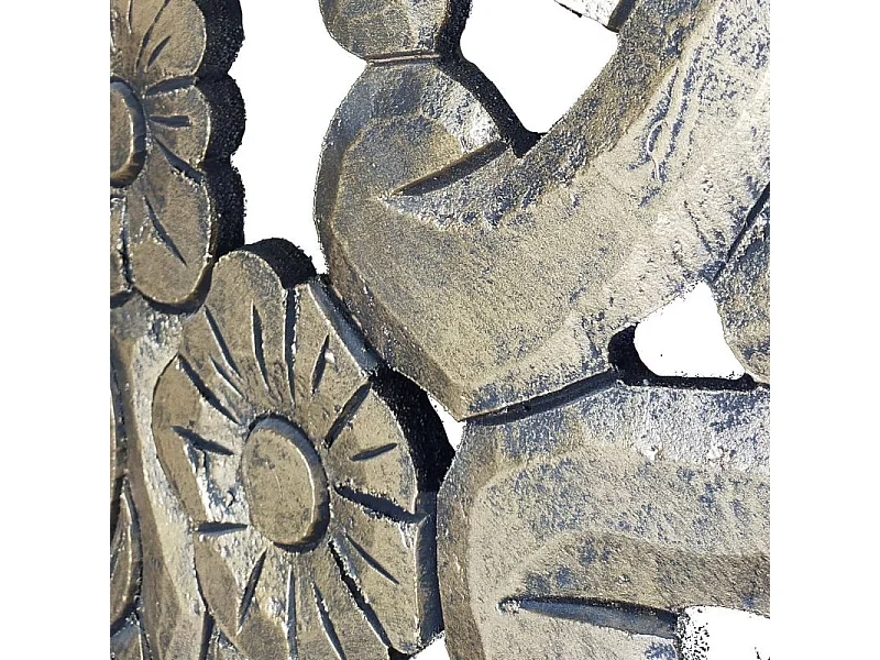 Geschnitztes Holz-Kopfteil "Simana" 160cm Bronze Blumenornamente