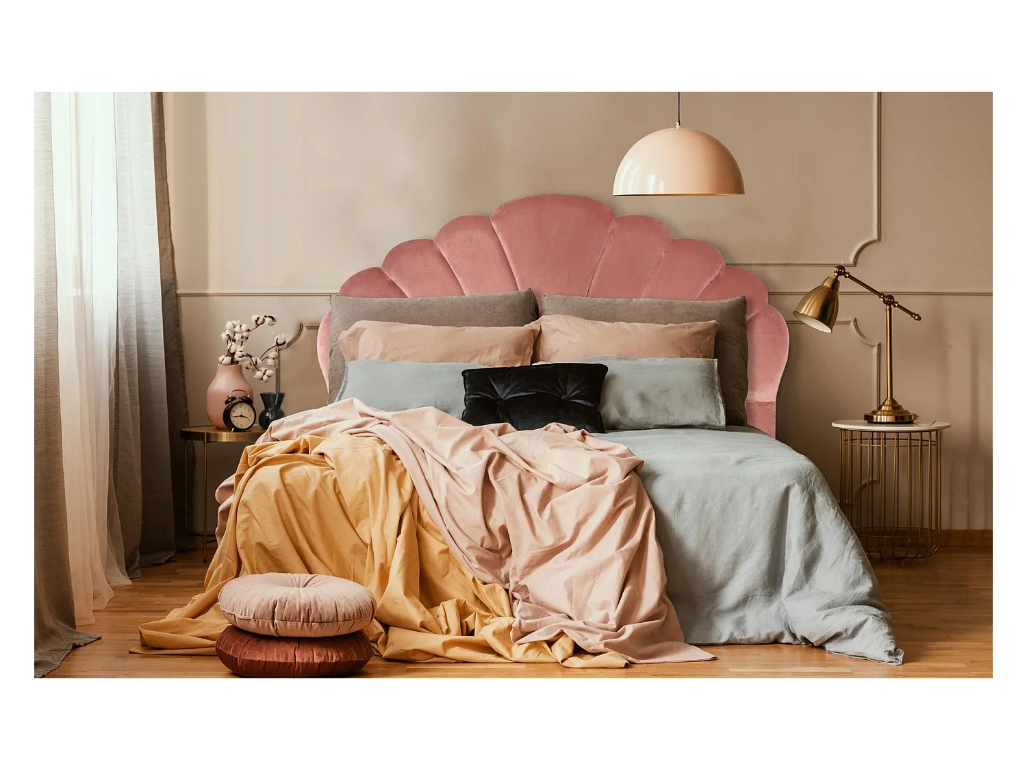 Testiera Mermaid 180 cm Velluto Rosa