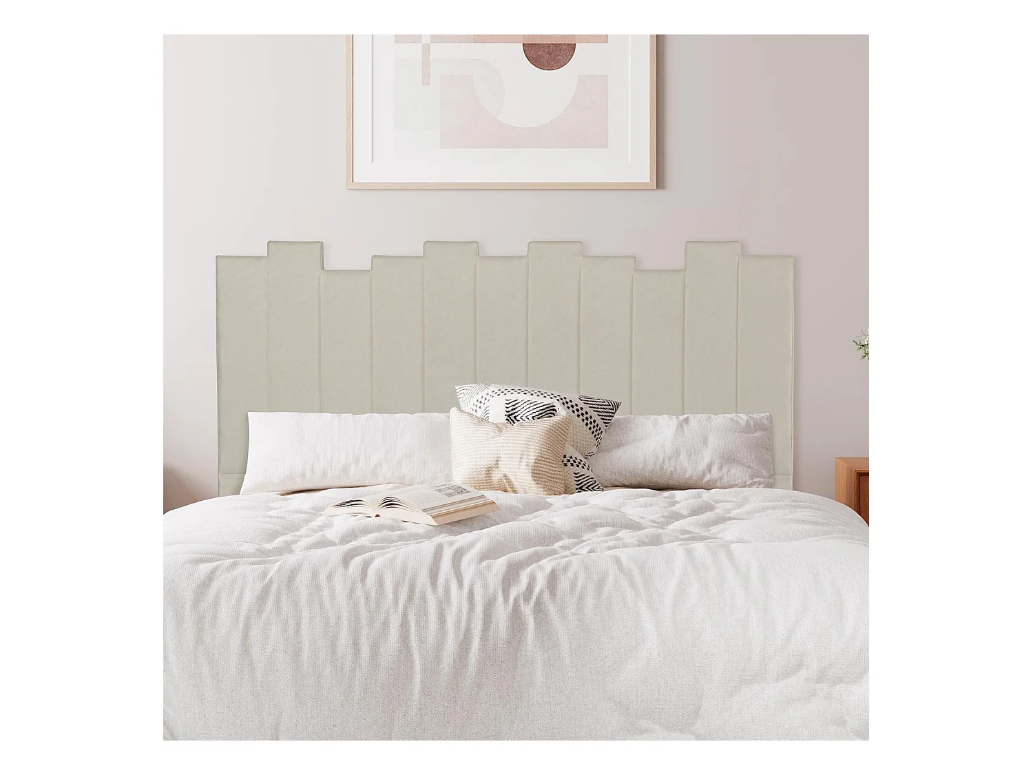 Tête de Lit en Tissu Design "Kenty" 160cm Beige