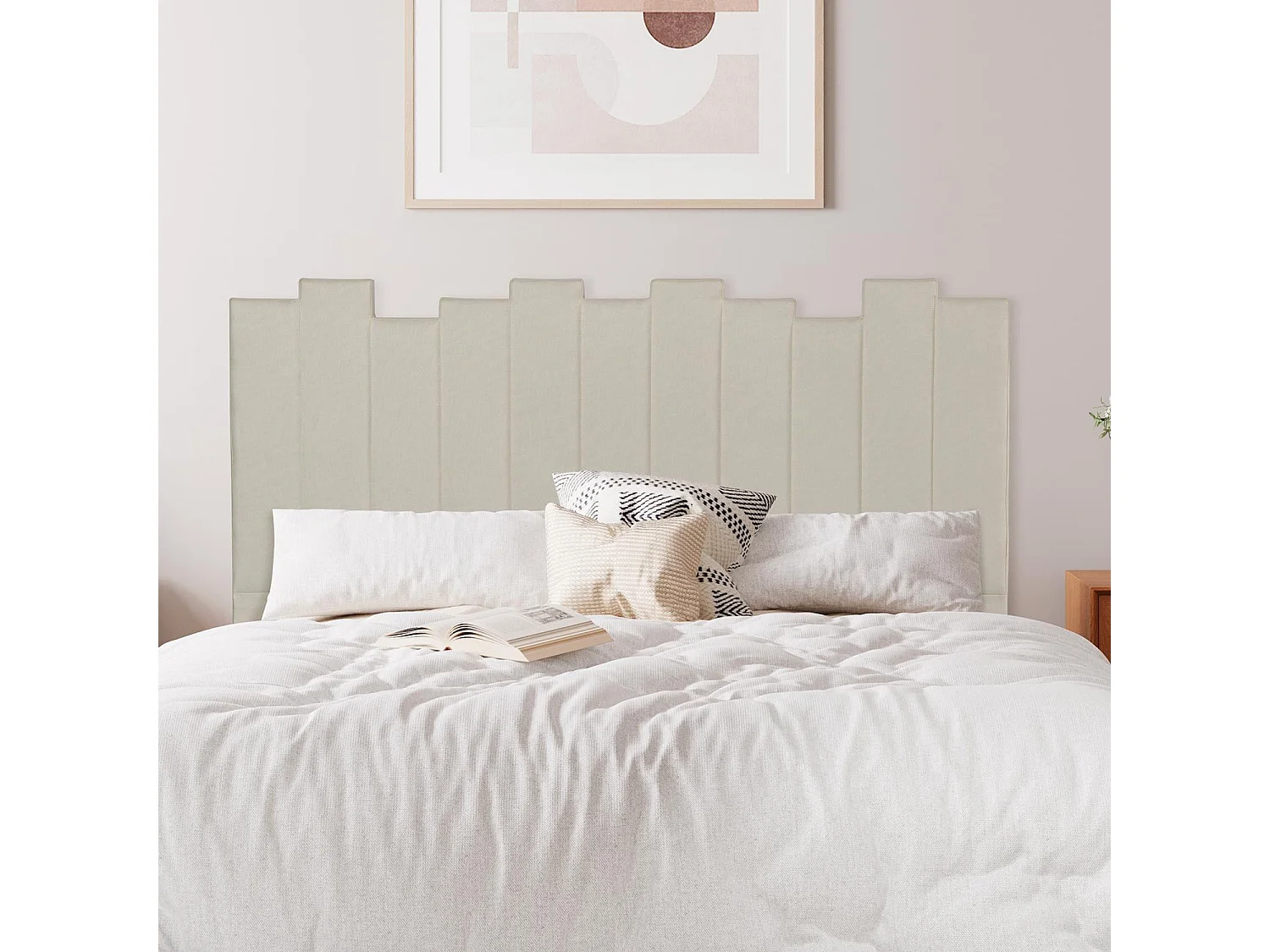 Tête de Lit en Tissu Design "Kenty" 160cm Beige