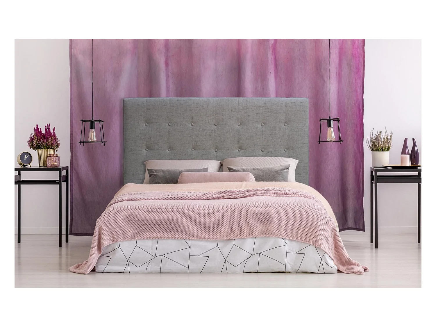 Tête de Lit Capitonnée en Tissu "Amor" 160cm Taupe