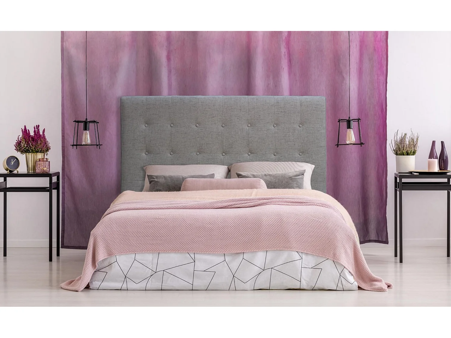 Tête de Lit Capitonnée en Tissu "Amor" 160cm Taupe