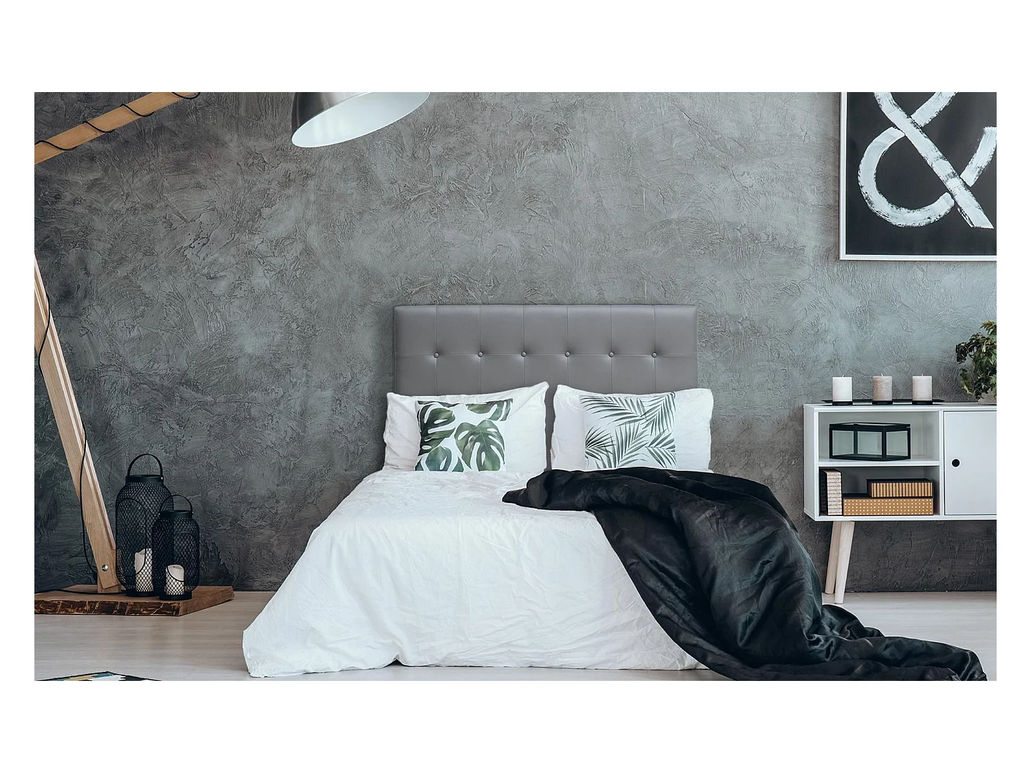 Tête de Lit Capitonnée "Amor" 140cm Gris