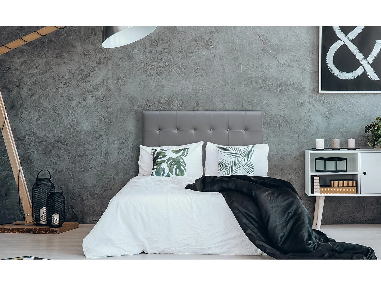 Tête de Lit Capitonnée "Amor" 140cm Gris