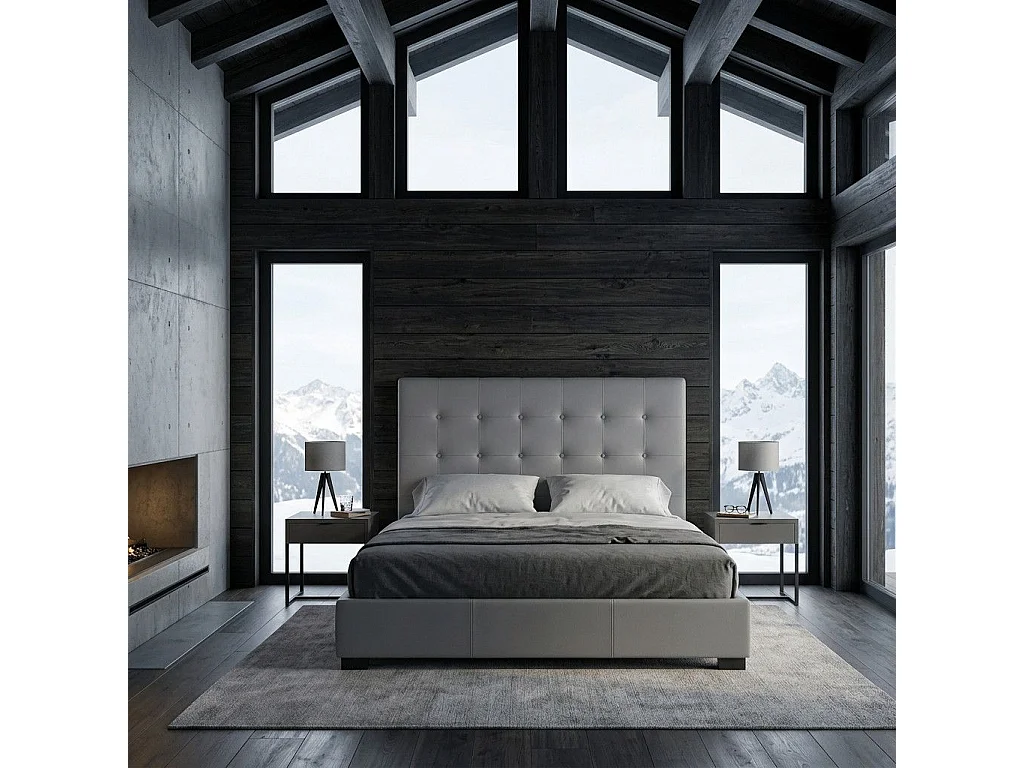 Tête de Lit Capitonnée "Amor" 140cm Gris