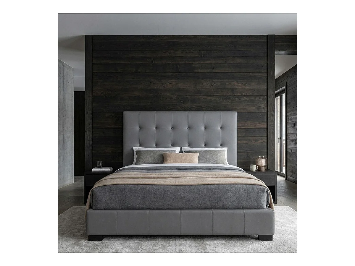 Tête de Lit Capitonnée "Amor" 140cm Gris
