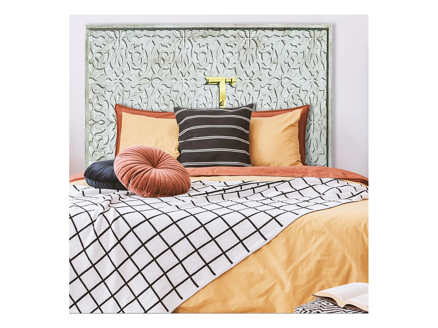 Tête de lit Saffiya 160cm Bois Blanc Or