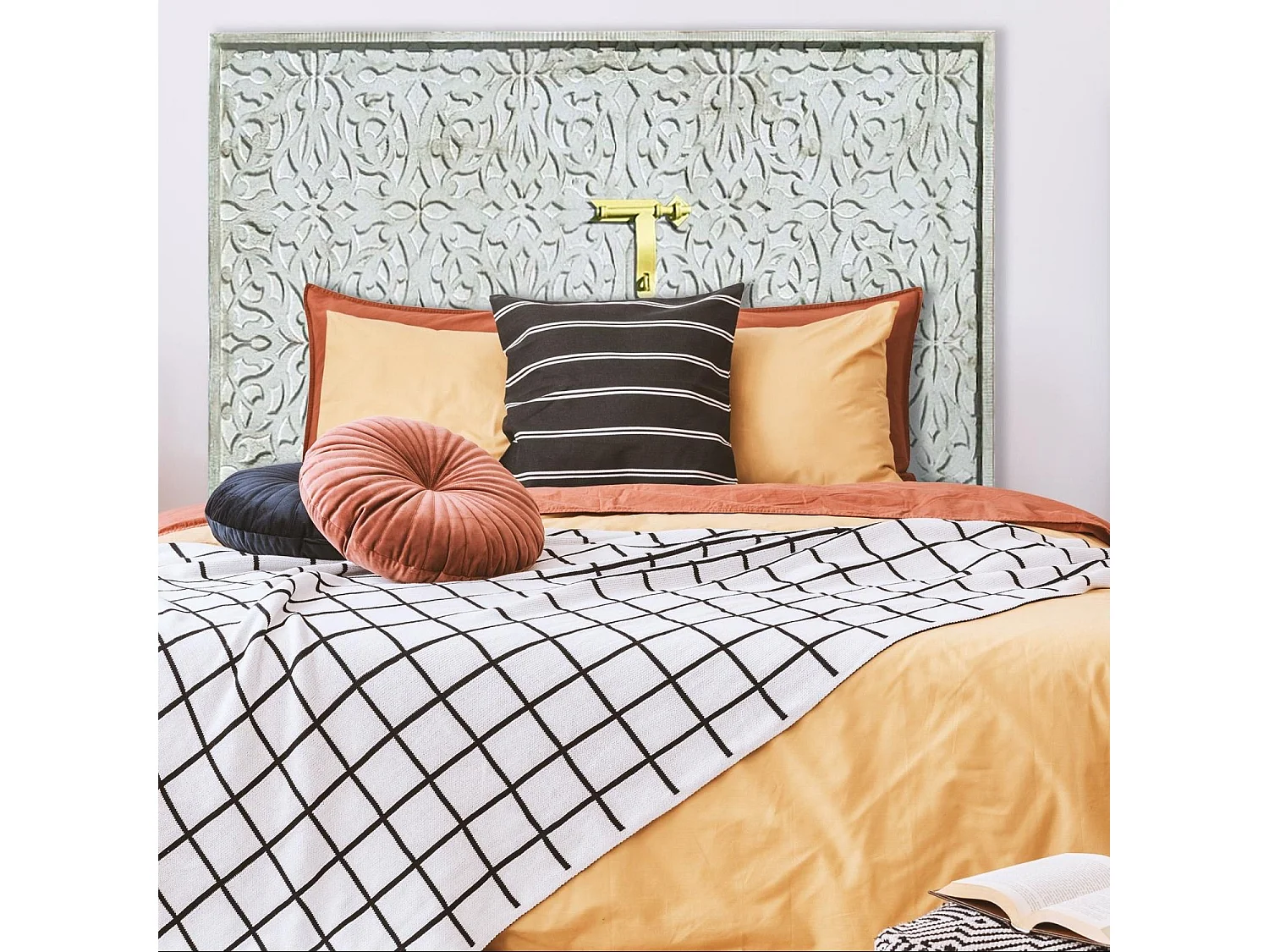 Tête de lit Saffiya 160cm Bois Blanc Or