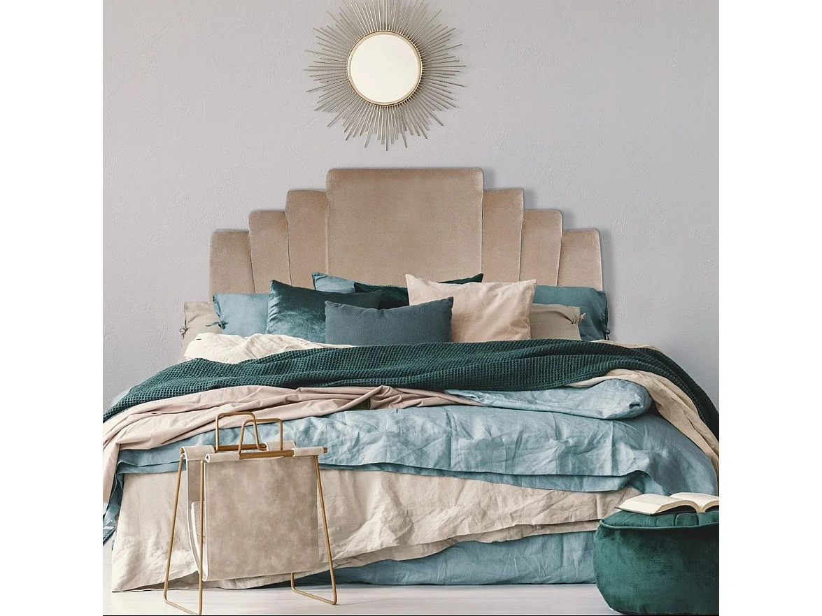 Samt Kopfteil Taupe "Renaya" 140cm Modernes Design