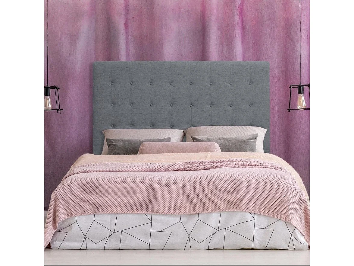 Tête de Lit Capitonnée en Tissu "Amor" 140cm Gris