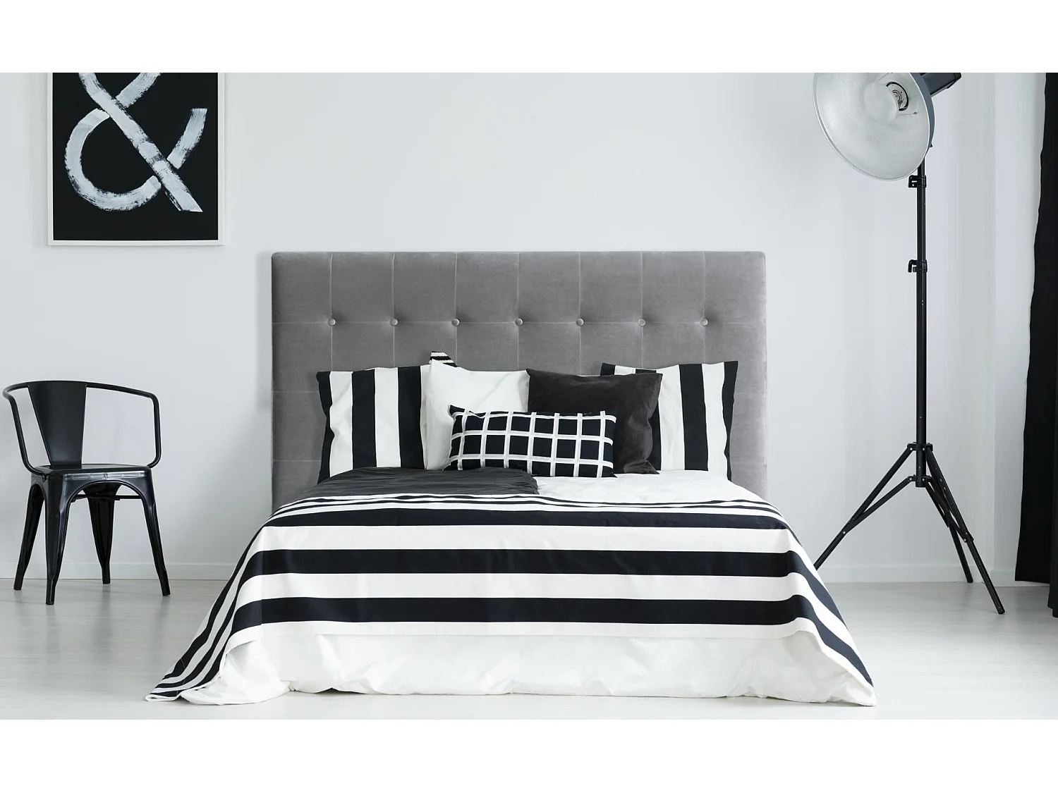 Tête de Lit Capitonnée en Velours "Amor" 180cm Argent