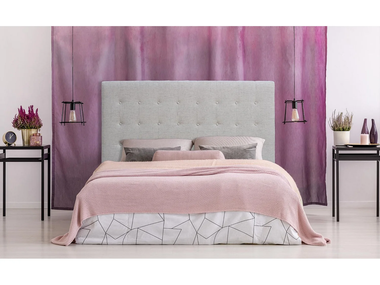 Tête de Lit Capitonnée en Tissu "Amor" 160cm Beige