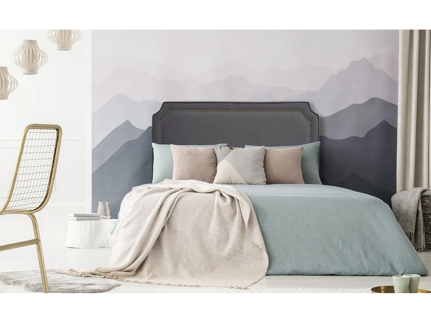 Tête de Lit  Design en Tissu "Selena" 160cm Gris